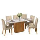 Ver imagem 3 de Mesa de Jantar Retangular Tampo de Vidro Serena Ypê e Off White 160cm