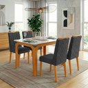 Ver imagem 2 de Conjunto Sala de Jantar Mesa Tampo em Vidro 1,20m Mel 4 Cadeiras Bel