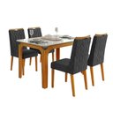 Ver imagem 1 de Conjunto Sala de Jantar Mesa Tampo em Vidro 1,20m Mel 4 Cadeiras Bel
