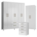 Ver imagem 1 de Guarda Roupa Casal Panamá com Cômoda Ms913 e Armário Multiuso Jade Branco Brilho – Moval