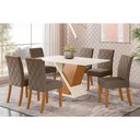 Ver imagem 1 de Conjunto: Mesa Sala Jantar Solus Tampo Madeirado C/ Vidro Canto Reto 160x90cm e 6 Cadeiras Vita
