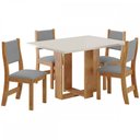 Ver imagem 2 de Mesa de Jantar 4 Lugares Juliete Mel/blonde/veludo Cinza - Viero Móveis