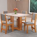 Ver imagem 1 de Mesa de Jantar 4 Lugares Juliete Mel/blonde/veludo Cinza - Viero Móveis