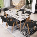 Ver imagem 2 de Kit 05 Cadeiras de Jantar e Estar Living Estofada Nadja L02 Linho Chumbo - Lyam Decor