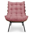 Ver imagem 4 de Poltrona Costela Suede Rosê Base Metálica Pallazio