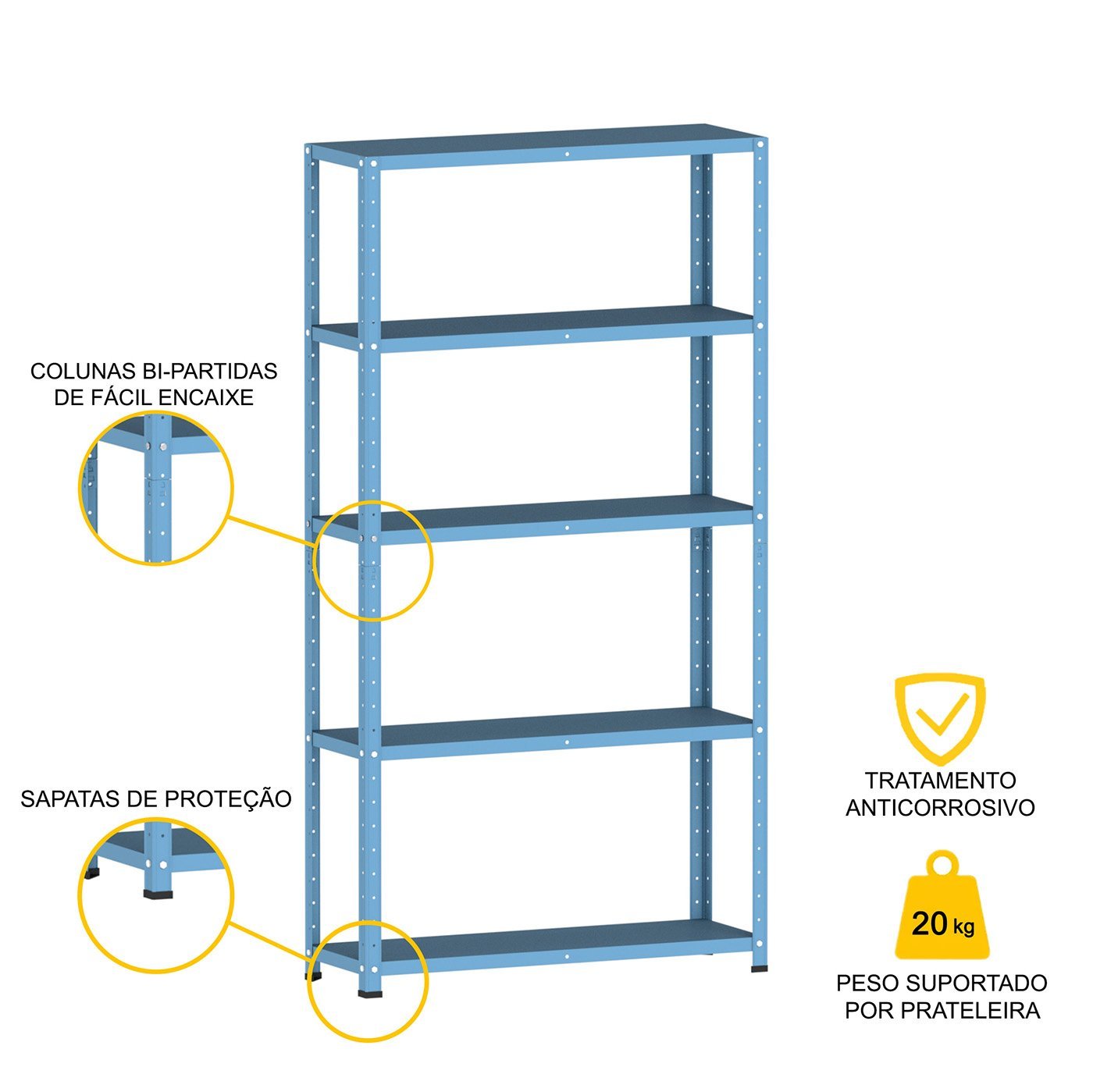 ESTANTE DE AÇO 175X92X30 5 PRAT. PANDIN - AZUL DALÍ EP-5A-VU-175 - 3