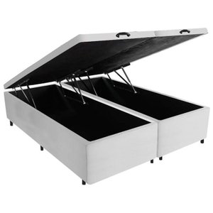 Cama Box Baú Casal Bipartido Branco Suede 138x188
