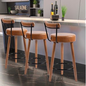 Kit 3 Banquetas Estofadas Altas Napoles com Encosto para Cozinha, Área Gourmet e Balcão - Salaone:am