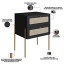 Ver imagem 4 de Mesa de Cabeceira 02 Gavetas com Telinha Industrial Indy A03 Nero Dourado - Lyam Decor