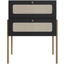 Ver imagem 3 de Mesa de Cabeceira 02 Gavetas com Telinha Industrial Indy A03 Nero Dourado - Lyam Decor