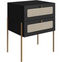 Ver imagem 1 de Mesa de Cabeceira 02 Gavetas com Telinha Industrial Indy A03 Nero Dourado - Lyam Decor