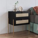 Ver imagem 2 de Mesa de Cabeceira 02 Gavetas com Telinha Industrial Indy A03 Nero Dourado - Lyam Decor