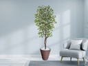 Ver imagem 2 de Planta Artificial Ficus Verde Creme 2,10m kit + Vaso Redondo D. Grafiato Marrom 40cm