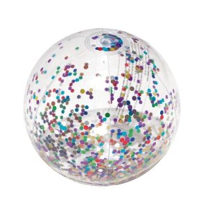 Bola Inflável 28cm com Glitter Coloridos Mor Sort Transparente em PVC