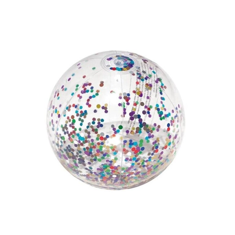 Bola Inflável 28cm com Glitter Coloridos Mor Sort Transparente em PVC