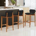 Ver imagem 2 de Kit 03 Banquetas Alta para Cozinha Sala de Jantar Bar Dara L02 Suede Preto - Lyam Decor