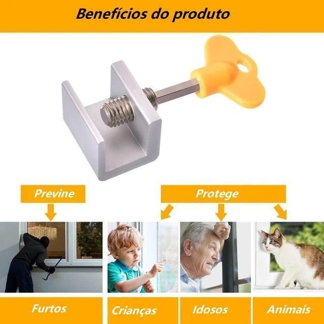 Kit 2 Trava com Chave Janela Porta Correr Segurança Infantil - 2