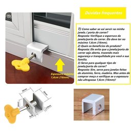 Kit 2 Trava com Chave Janela Porta Correr Segurança Infantil - 4