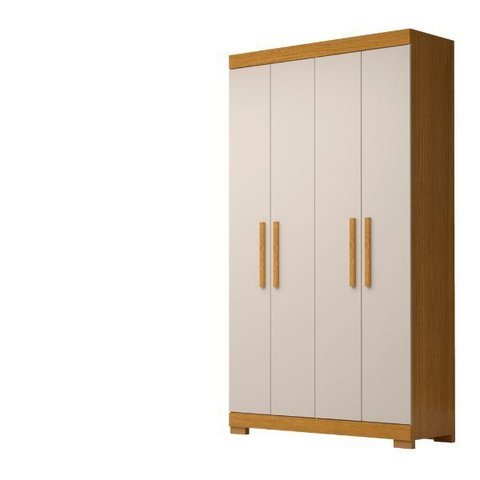 Guarda Roupa Solteiro 4 Portas Lana Cinamomo/off White Acp Móveis 100%mdf
