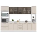 Ver imagem 2 de Cozinha Amara Aéreos de Vidro Torre Quente Paneleiro Balcões c/ Tampo Rodapé Branco/Creme 250774