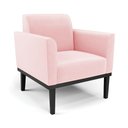 Ver imagem 6 de Conjunto 2 Poltronas e 1 Namoradeira Decorativa Isabella Pés Fixo em Madeira Preto Suede Rosa Bebê G