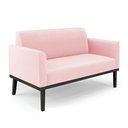 Ver imagem 7 de Conjunto 2 Poltronas e 1 Namoradeira Decorativa Isabella Pés Fixo em Madeira Preto Suede Rosa Bebê G