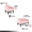 Ver imagem 3 de Conjunto 2 Poltronas e 1 Namoradeira Decorativa Isabella Pés Fixo em Madeira Preto Suede Rosa Bebê G
