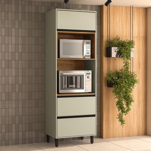 Armário Torre Quente Koya 70x214cm com 2 Portas e Gaveta Verde 250010