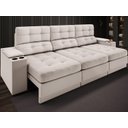 Ver imagem 2 de Sofá com Porta Copos e Carregador USB Eureka 2,30m Assento Retrátil e Reclinável Velosuede