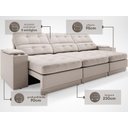 Ver imagem 4 de Sofá com Porta Copos e Carregador USB Eureka 2,30m Assento Retrátil e Reclinável Velosuede