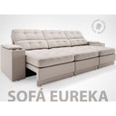 Ver imagem 3 de Sofá com Porta Copos e Carregador USB Eureka 2,30m Assento Retrátil e Reclinável Velosuede