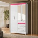 Ver imagem 2 de Guarda Roupa Infantil Ambiente Sobral 4 Portas Branco Flex com Espelho - Moval
