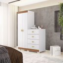 Ver imagem 3 de Cômoda Jerez Branco Camarim 2 Portas 4 Gavetas Organizador de Quarto