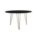 Ver imagem 5 de Mesa Jantar Redonda 110Cm Preta Clips 3 Pés Com 4 Cadeiras Brancas Base Dourada - Cor: Preto