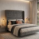 Ver imagem 1 de Cabeceira Cama Casal Duna 140cm Orgânica Curva Bouclê Cinza - Montanari's Decor