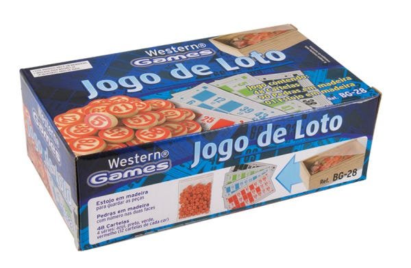 Jogo De Bingo / Loto / Tombola 48 Cartelas E 90 Pedras Cx Madeira ...