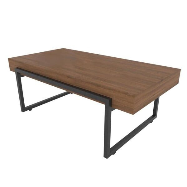 Mesa de Centro Decorativa Tampo Engrossado Castanho e Estrutura Aço Personality - 2