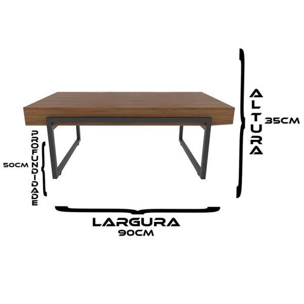 Mesa de Centro Decorativa Tampo Engrossado Castanho e Estrutura Aço Personality - 4