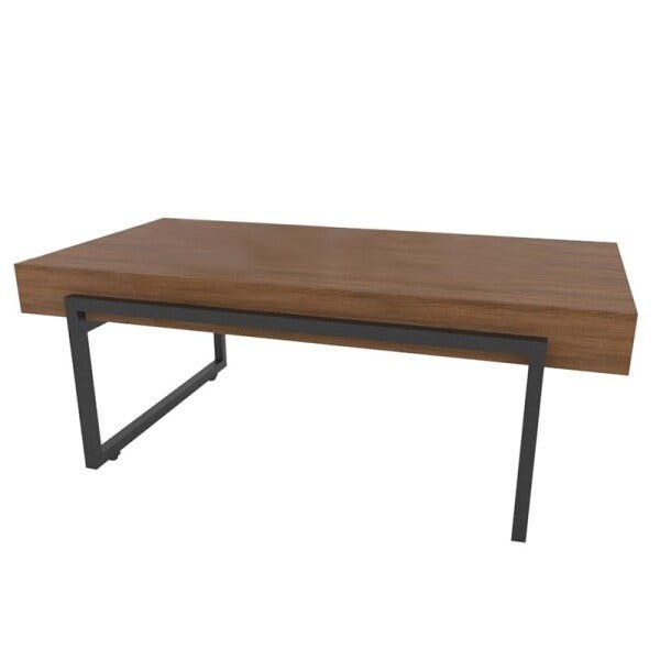 Mesa de Centro Decorativa Tampo Engrossado Castanho e Estrutura Aço Personality - 1