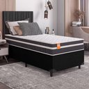 Ver imagem 1 de Cama Box Solteiro Colchão Molas 88x188x60cm Branco/Preto