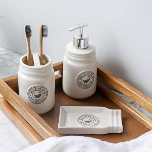 Conjunto para Banho Pottery 3 Peças Branco Brinox