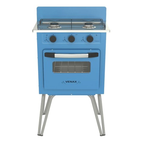 FOGAO 2 BOCAS VENAX GEMINI VETRO AZUL GAS GLP