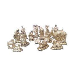 Presepio Natalino 16cm Grande Lindo 16 Peças Gesso Bege - 1