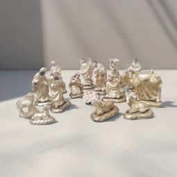 Presepio Natalino 16cm Grande Lindo 16 Peças Gesso Bege - 3
