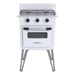FOGAO 2 BOCAS VENAX GEMINI VETRO BRANCO GAS GLP
