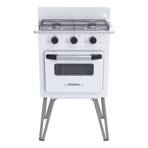 FOGAO 2 BOCAS VENAX GEMINI VETRO BRANCO GAS GLP