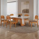Ver imagem 2 de Mesa de Jantar Carolina 180cm Tampo MDF Vidro Canto Copo com 6 Cadeiras Copper