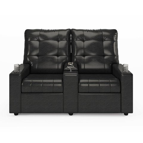Poltrona Reclinável para Cinema Parma 2 Lugares Baú Usb Pu Preto Brilho Fh1 - D'Rossi