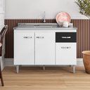 Ver imagem 1 de Balcão Gabriela com Pia e Cuba Ghelplus 120cm Branco Preto Ajl Móveis
