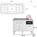 Ver imagem 2 de Balcão Gabriela com Pia e Cuba Ghelplus 120cm Branco Preto Ajl Móveis
